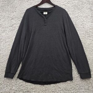 Marine Layer Henley Shirt Mens XL Black Long Sleeve Soft Knit Casual Basic